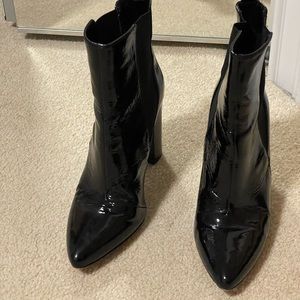 Patent leather black ankle boots